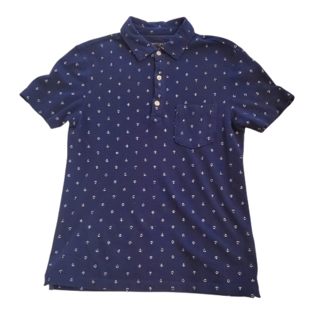SOLD Banana Republic Slim Fit Navy Polo with Nautical Pattern (Size XS)